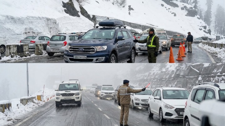 मनाली में कुदरत का करिश्मा: बर्फ की सफेद चादर में लिपटी वादियां, अटल टनल पर पर्यटकों का सैलाब, 1000 वाहन सुरक्षित निकाले गए