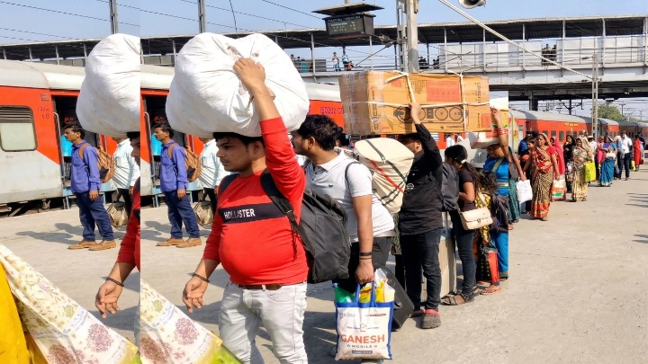 सूरत से मजदूरों का पलायन: ₹500 किलो पहुंचा LPG का दाम; चूल्हे ठंडे पड़े तो टेक्सटाइल सिटी छोड़ गांव लौटने लगे हजारों श्रमिक