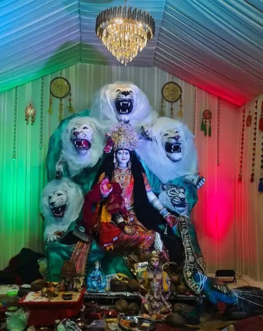 राजनांदगांव जिले के शांतिनगर में न्यू सांई सरस्वती उत्सव समिति द्वारा आयोजित सरस्वती पूजा पंडाल में एक अनूठा दृश्य देखने को मिला।