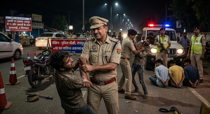 रायपुर में खाकी पर हमला: चेकिंग के दौरान बदमाशों ने TI और जवानों के साथ की हाथापाई, हाथ मरोड़ा; 4 आरोपी गिरफ्तार